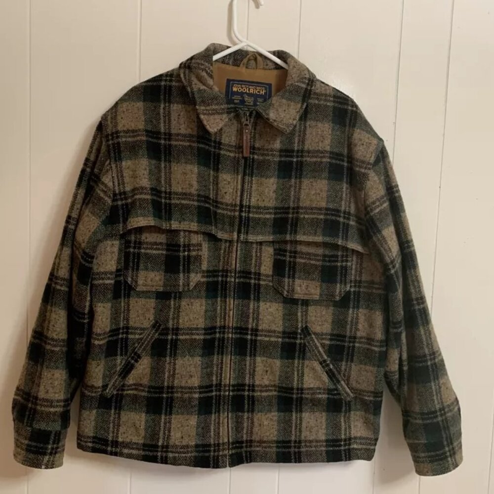 John Rich Bros Woolrich Jacket Men L Heavy Plaid Hunting Coat Full Zip Wool #DT